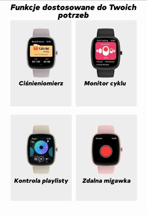 Smartwatch Damski GRAVITY GT18-5 Czarny Pasek Silikonowy + Szary Pasek