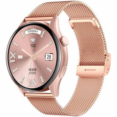 Smartwatch Gravity Różowe Złoto Pasek + Bransoleta GT11-6